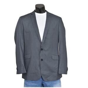 Kenneth Cole Gray Polyester Sport Coat Blazer 44L Solid Business Casual Office